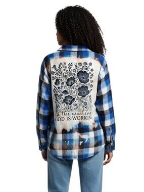 In The Waiting God Is Working Repurposed Christian Theme Plaid Shirt, XXL